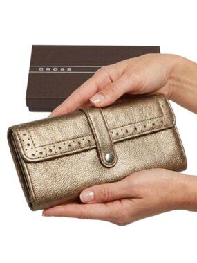 CROSS AC207-13 Accordion Foldover Genuine Leather Bronze Wallet with Box